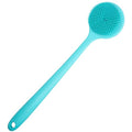 DNC Silicone Back Scrubber for Shower, Soft Bath Body Brush with Long Handle (Blue) - color: Blue