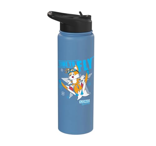 Sonic the Hedgehog - Ski Flying Tails Stainless Steel Insulated Water Bottle - color: Light Blue