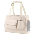 Dog Carrier Purse, Fashion Leather Pet Carrier Bag, Airline Approved Soft Sided Cat Travel Tote Bag with Pockets White - color: White