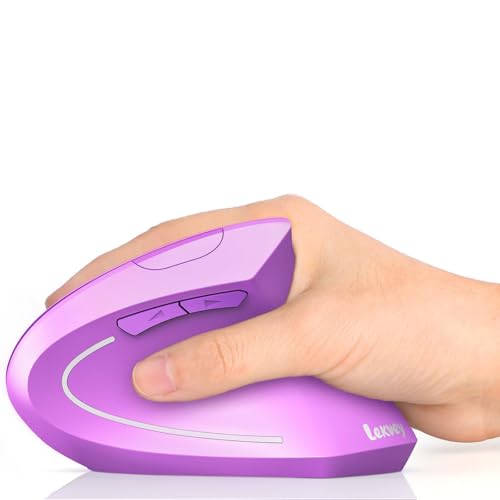 Lekvey Ergonomic Mouse, Rechargeable Vertical Wireless Mouse, Purple | USB-C Charging, 2.4G USB Wireless, Plug & Play, 3 DPI (800/1200/1600), Quiet Clicks, Carpal Tunnel Mouse, for Laptop, PC, Mac - color: Purple