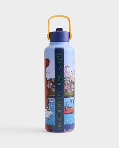 Drib 24oz Insulated Water Bottle, FIFA World Cup 2026 Edition – Performance Stainless Steel Insulated Bottle with Quiet Leak-Proof Straw Lid (Boston - City Poster) - color: Boston - City Poster