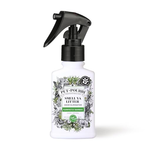 Pet-Pourri Smell Ya Litter Cat Litter Deodorizer Spray, Purrfectly Bamboo 3.4 Fl Oz, Up to 170 Uses, Pet Odor Remover with Essential Oils for Air, Carpet, Urine, Vet Recommended, Bergamot Bamboo Scent - size: 3.4 Fl Oz (Pack of 1)