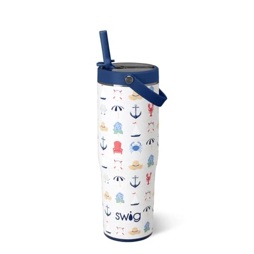 Swig Life 30oz Leakproof To-Go Tumbler with Handle, Shoreline | Leakproof Lid - Triple Insulated Stainless Steel - Handle & Straw Included - Cup Holder Friendly - Dishwasher Safe - color: Shoreline