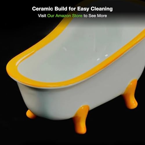 GuineaLoft™ Small Pet Bathtub – Generously-Sized Ceramic Bathtub | For Birds' Water Baths or Hamsters' Sand Baths, Also Works as a Food Bowl – Visit the GuineaLoft Store for More