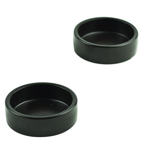 OMEM 2 Pack Black Ceramic Reptile Food and Water Dish Anti Escape Bowl for Bearded Dragons, Lizards, Geckos and Leopards (Large) - size: Large