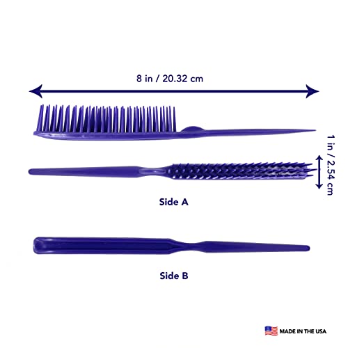 Allegro Combs 60 Parting Three Row Combs Salon Hairstylist Hairdresser Detangle Combs For Natural Hair And Wigs For Curly Hair Made In The Usa 2 Pcs. (Purple) - color: Purple