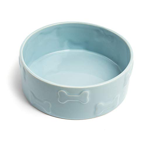 Manor Large Ceramic Pet Bowl – Blue, Durable Modern Design for Cats & Dogs - color: Blue, size: Large