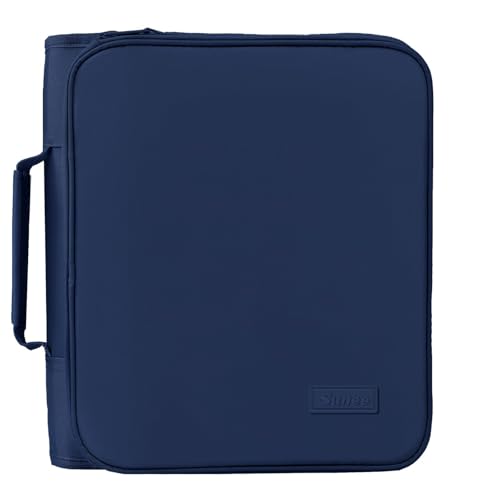 SUNEE Zippered Binder Bag with Handle, 2-Inch 3-Ring O-Ring, 500-Sheet Capacity, Includes Zip Pocket, 5-Tab Expanding File Folder, Multi-Pocket Organizer Binder for Middle School, Navy - color: Navy Blue