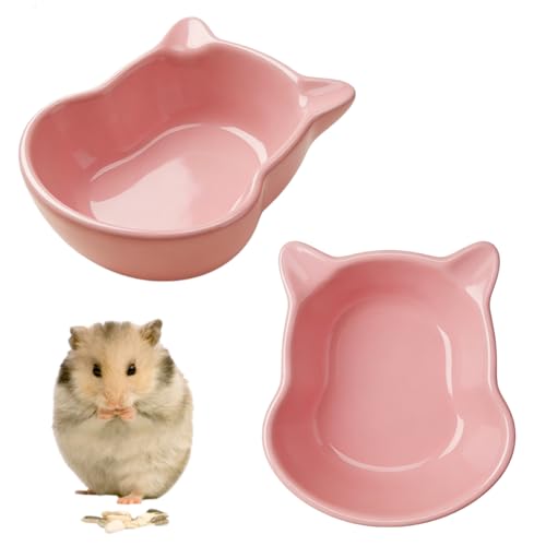 2 Pcs Hamster Ceramic Food Bowl, Ceramic Hamster Bowls, Small Pet Food & Water Bowls for Syrian Dwarf Hamsters Gerbils Hedgehogs Guinea Pigs