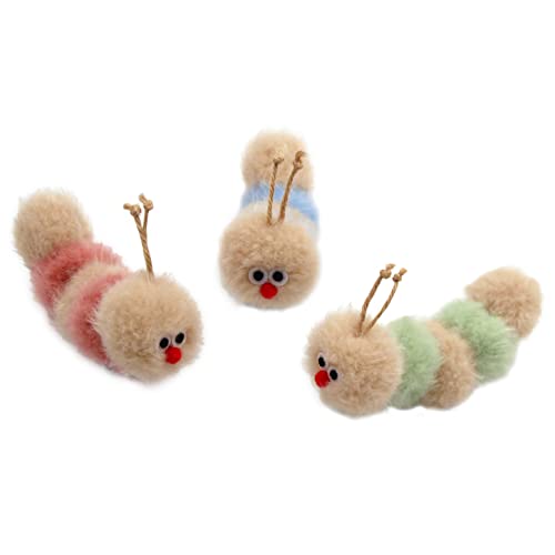 Jumpaws Interactive Natural Catnip Toy, with Rattle, Bite Resistant, for All Ages Indoor Cat, Shape of Caterpillar, Kitten Toy (Small/ 3 Pck/Cat Toy) - size: Small/ 3 Pack/ Cat Toy