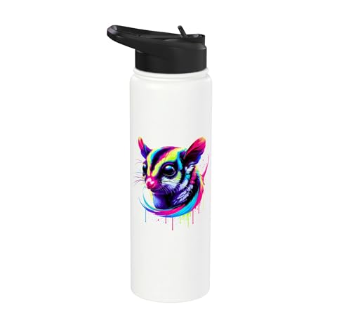 Dripping Paint Art Sugar Glider Sugar Gliders Stainless Steel Insulated Water Bottle - color: White