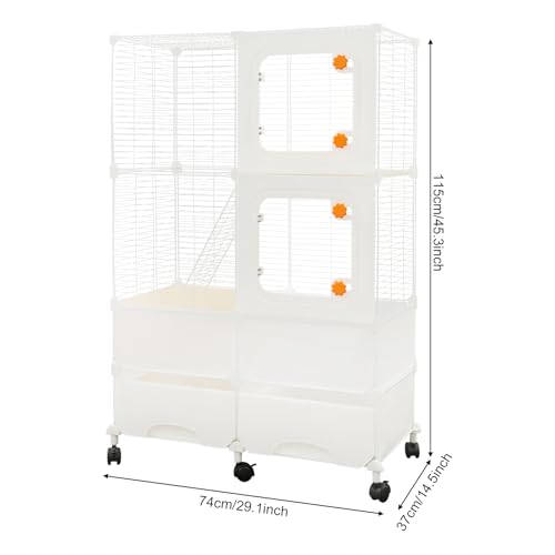 Animal Cage, 3 Tier Pet Play Paradise Large Capacity Pet Cage Ferret Cage Chinchilla Cage Small Animal Habitat for Squirrels, Sugar Gliders, Chinchillas, Degus, Hamsters (White) - color: White