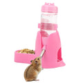 Litewoo 3 in 1 Hamster Water Bottle Small Animal Water Bottle with Food Container Base Hut Hanging Pet Automatic Feeding Drinking Dispenser for Dwarf Hamster Rats Mouse Gerbil Mice - color: Pink, size: 80ml