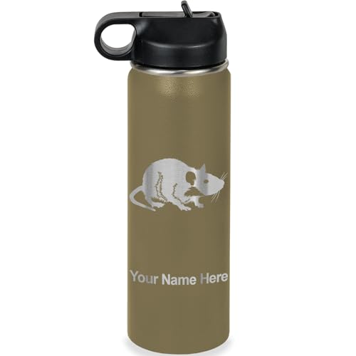 LaserGram Personalized 20oz Water Bottle, Rat (Camo Green) | Engraved Gift, Vacuum Insulated Stainless Steel, Flip-Top Straw Lid, Laser Engraved With Your Name - color: Camo Green, size: 20 Ounces