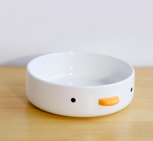 PURROOM Cute Duck 8.6'' Fruit Bowl, Handmade Glaze Large Ceramic Salad Plate, Flat Bottomed Bowl, Home Family, Friend. - size: 8.6'' Fruit Bowl