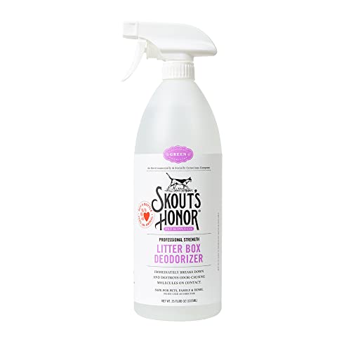 SKOUT'S HONOR Professional Strength Cat Litter Box Deodorizing Spray, 35 oz | Plant-Powered Cat Odor Eliminator, Eco-Friendly Molecular Deodorizer That Instantly Breaks Down Litter Box Odors