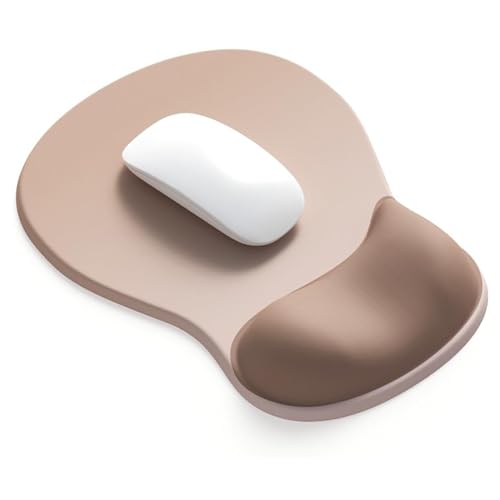 Ergonomic Mouse Pad with Gel Wrist Support, Comfortable Wrist Rest Mousepad with Non-Slip PU Base for Pain Relief, Desk, Home & Office(Brown) - color: Brown