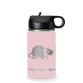 LaserGram Personalized 12oz Water Bottle, Rat (Pink) | Engraved Gift, Vacuum Insulated Stainless Steel, Flip-Top Straw Lid, Laser Engraved With Your Name - color: Pink, size: 12 Ounces
