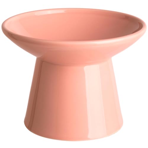 Ceramic Elevated Cat Bowls - 6.2 Inch Extra Wide Raised Cat Food and Water Bowl Set for Indoor Cats, Whisker-Friendly Ceramic Cat Dish for Elder Big Cats & Small Dogs,Pink,1 Pack - color: Pink, size: 1 Pack