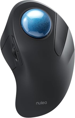 Nulea M505A Wireless Trackball Mouse Ergonomic 44mm Index Finger Control | Rechargeable rollerball mouse with 5 DPI levels,Bluetooth connection,smooth tracking,compatible with PC Mac Windows-Blue - color: B-Blue