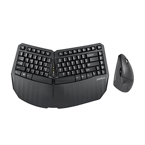 Perixx PERIDUO-813B US, Wireless Ergonomic Compact Keyboard and Vertical Mouse - Multi-Device - Black - US English