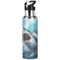 Shark Kids Water Bottles, Ocean Sea Wave Insulated Sports Vacuum Stainless Steel Mug with Straw Lid & Handle 20 oz - color: B10