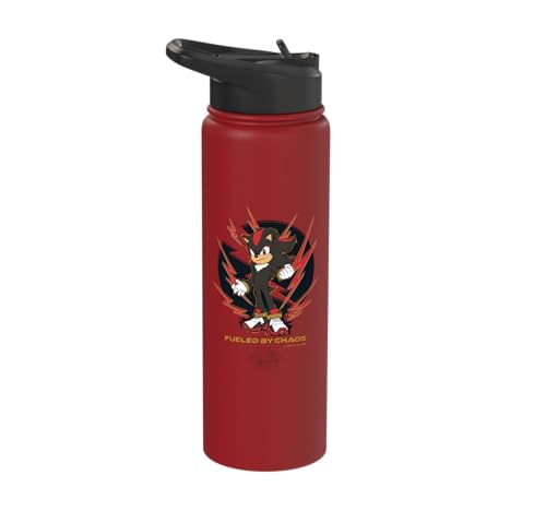 Sonic the Hedgehog 3 - Shadow "Fueled by Chaos" Stainless Steel Insulated Water Bottle - color: Red