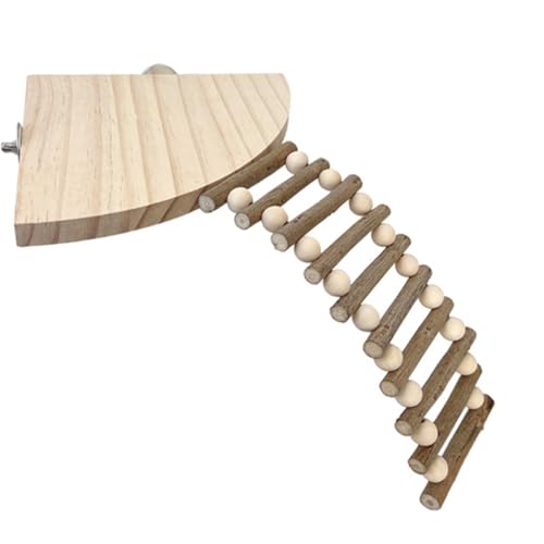 Hamster Wooden Platform with Ladder, Natural Small Animal Standing Platform Cage Accessories for Small Animals, Rat, Chinchilla, Dwarf Syrian, Hamsters, Gerbils, Mice, Degus, Guinea Pig