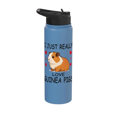 I just really love guinea pigs, Cute Guinea pig Stainless Steel Insulated Water Bottle - color: Light Blue