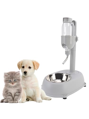 Pet Water Dispenser, 2 in 1 500ml Standing Water Dispenser | Dog Water Bottle Dispenser, Multifunctional Detachable Height with Stand for Dogs Cats