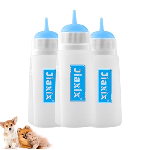 3 Pack Kitten Silicone Bottle Feeding Kit,Nipple & Feeding Kit for Kittens, Reusable Newborn Kitten Supplies, Suitable for Feeding Kitten, Puppy, Rabbit,Hamster (Blue, Medium) - color: Blue, size: Medium