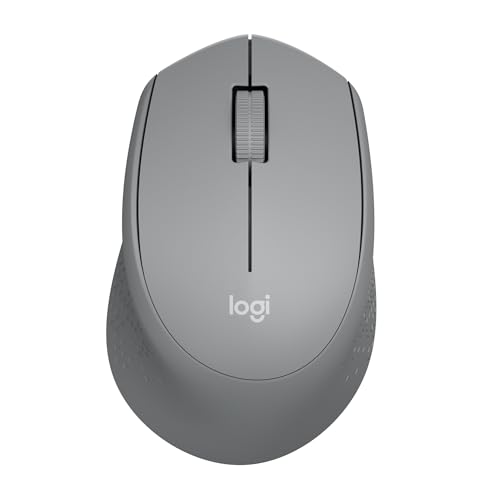 Logitech M330 Silent Plus Full Size 2.4 GHz Wireless Mouse - Grey | Silent, lightweight, 2.4 GHz USB-A Nano Receiver, 1000 dpi optical tracking, 2-year battery life, PC, Mac, laptop compatible - color: Grey