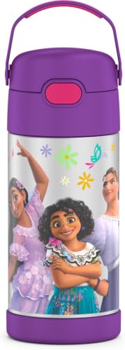 THERMOS FUNTAINER Water Bottle with Straw - 12 Ounce - Kids Stainless Steel Vacuum Insulated Water Bottle with Lid, Encanto (Pack of 6) - color: Encanto, size: 12 Ounces (Pack of 6)