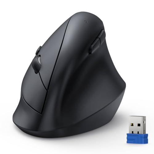 TECKNET Ergonomic Mouse, Vertical Wireless Mouse 2.4G, Computer Mouse with 6 Adjustable 4800 DPI, Quiet Clicks Optical Mice, USB A Receiver, 6 Buttons for Laptop, Desktop, PC - Black - color: Black