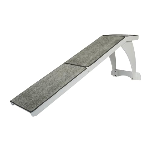 PetSafe CozyUp Wooden Pet Bed Ramp, White | Durable Wood Ramp with High-Traction Carpet Surface, for Small Dogs & Senior Dogs/Cats Up to 120 Lb, 70"L x 16"W x 25"H - color: White