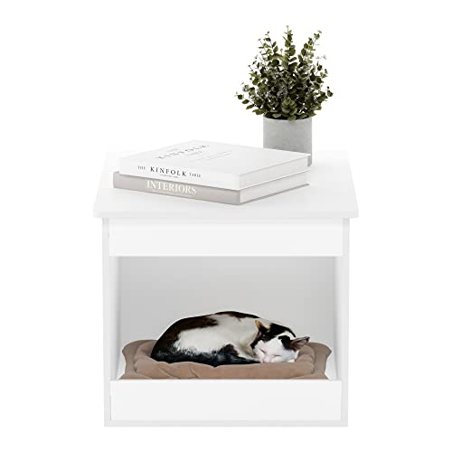 Furinno Peli Top Opening Litter Box Enclosure, Solid White | Litter Box Furniture, Wooden Pet House, Easy Assembly, for Living Room - color: Solid White, size: Top Opening