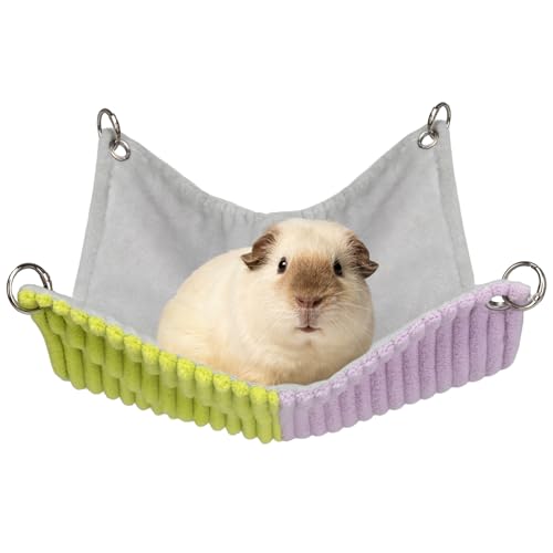 BESNEW Enlarged Guinea Pig Hammock,Bunny Ferret Hamster Small Animal Hammock for Hiding Sleeping,Wooden Guinea Pig Hammock Accessories - style: Hammock