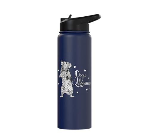 Rodent lovers - Degu Mommy Stainless Steel Insulated Water Bottle - color: Navy Blue