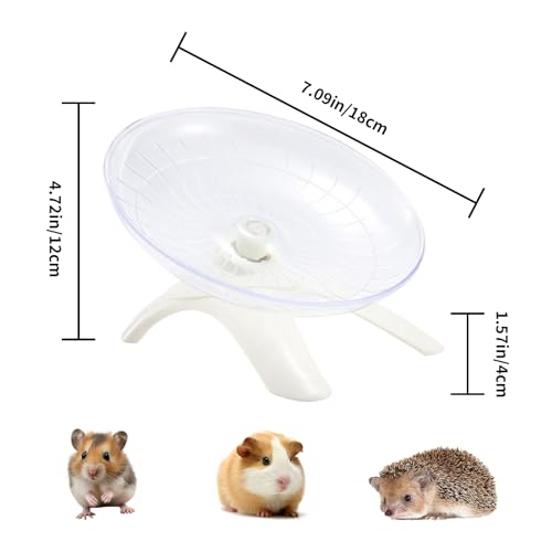 7" Small Animal Flying Saucer Running Wheel, Does not Produce Noise, for Hamsters, Hedgehogs, Guinea Pigs, and Other Small Animals to Ensure The Safety of Sports (White) - color: White