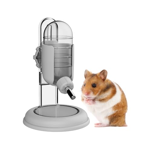 Hamster Water Bottle with Stand, 4oz Water Dispenser for Syrian Dwarf Hamsters Gerbils Mice Rats Degus (Gray) - color: Gray