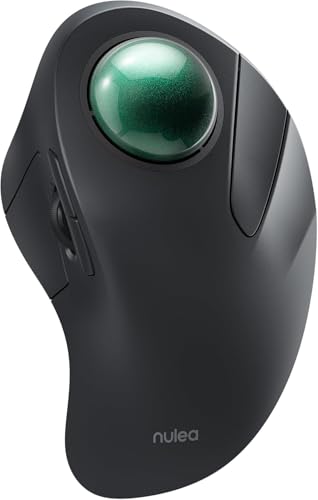 Nulea M505A Wireless Trackball Mouse Ergonomic 44mm Index Finger Control | Rechargeable rollerball mouse with 5 DPI levels,Bluetooth connection,smooth tracking,compatible with PC Mac Windows-Green - color: E-Green