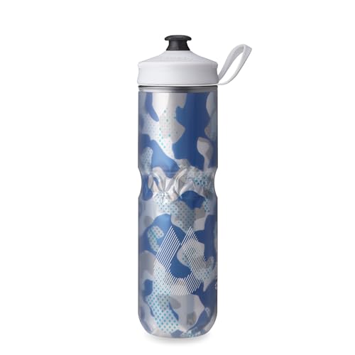 HydraPak Polar Sport Insulated Water Bottle (24oz, Contender Blue) | High Flow, BPA Free, Tri-Layer Insulation, Leakproof, Dash Handle, Easy Squeeze, Self-Sealing Cap, for Sports - color: Contender Blue, style: 24oz/700ml