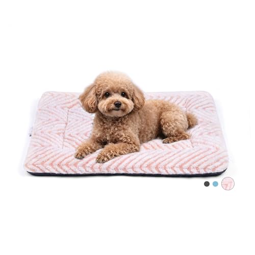 Mora Pets Dog Crate Pad Washable Cat Dog Bed for Crate Flat Pet Kennel Mat | Soft Dog Cat Bed Mat, Puppy Crate Pad for Dog Cages Cozy Sleeping Liner, Cute Pet Pillow Cushion Anti Slip Small Pink 24 x 18 - color: V: Chevron Pink, size: 24''L x 18''W x 1.5'