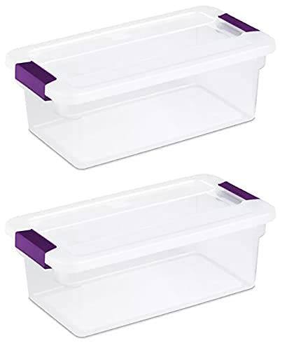 Sterilite 6 Quart ClearView LatchTM with Sweet Plum Handles, Pack Of 2 Containers - size: 6 qt - Pack of 2 Containers