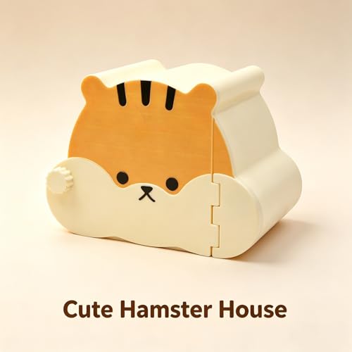Magnetic Hamster Hideout with Clear Viewing Lid, Mount Hamster House for Syrian Hamsters, Dwarf Hamsters, Gerbils, Mice, Small Animal Hideaway Hut for Acrylic & Wire Cages,Tan Bear4319-1 - color: Tan Bear