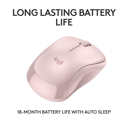 Logitech M240 Compact Silent Bluetooth Wireless Mouse - Rose | Bluetooth connectivity, no USB receiver, quiet clicks, 3 non-customizable buttons, 18-month battery life, PC Mac compatible - color: Rose, size: 1 Pack, style: Bluetooth
