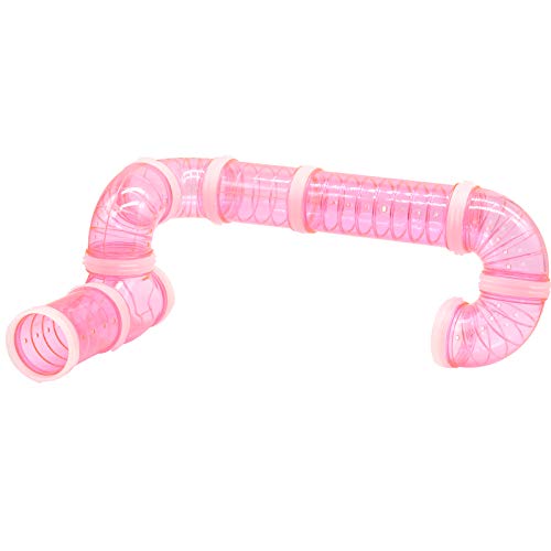 8 Pack Transparent Curved Pipe Pet Cage Tunnel Set - DIY Creative Connection Tunnel External Sports Tube for Mouse, Hamster, Rat and Other Small Animals - color: Pink