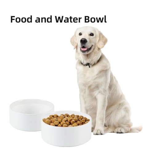 Havniva Ceramic Dog Bowls, 8.3” Dog Food and Water Bowl, Pet Feeding Bowl | Dog Food Bowl for Large Dogs, Food-Grade Ceramic, Dog Water Bowl with Non-Slip Rubber Base, Large Capacity, Dishwasher Safe - color: Matte White