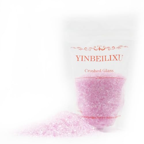 Crushed Glass Glitter, Broken Stones Shattered Glass Chips for Resin Art Crafts, Epoxy Resin Supplies, Geod Painting, DIY Art Projects, Jewelry Making, 2-4mm, 200g/7oz (Pink) - color: Pink
