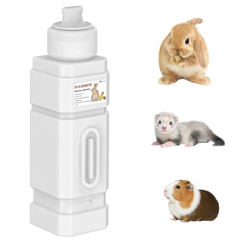 Salcod 42 oz Top-Fill Rabbit Water Bottle for Cage, No-Drip Design, White | Stainless Steel Valve, Secure Cage Mount, Visible Water Level, BPA-Free Bottle, For Rabbits, Guinea Pigs & Ferrets